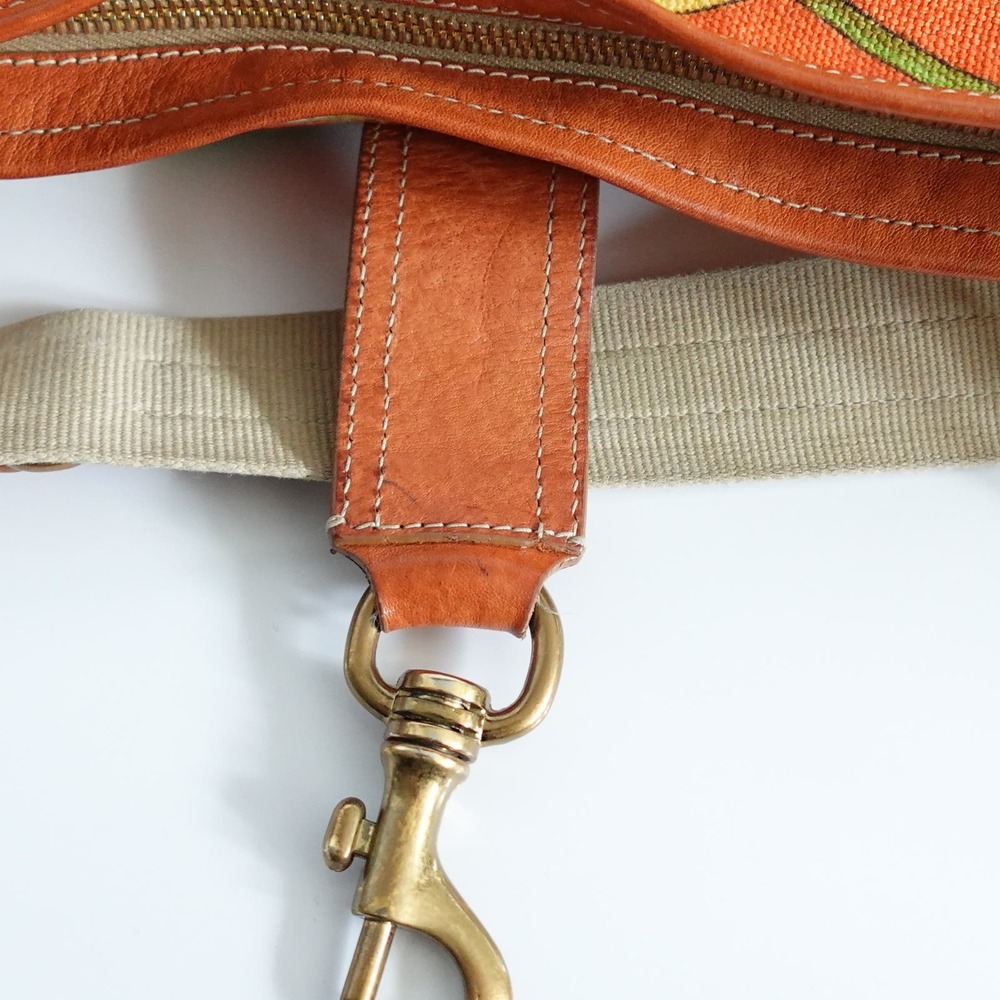 Vintage Miu Miu Orange Buckled Graphic Canvas Leather Shoulder Bag Y2K 90s - Picture 12 of 16